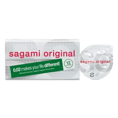 Image of Sagami Original 0.02 Super Thin Strong Non Latex PU Condoms (1 Count (Pack of 12))