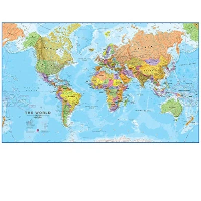 Image of Maps International Giant World Map Updated 2024 Mega Of The 201cm (w) x 116.5cm (h) Full Lamination