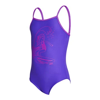 Image of Zoggs Kids Classicback Swimming Costume, Girls One Piece Swimsuit, (1 6 years), Purple, 1 year