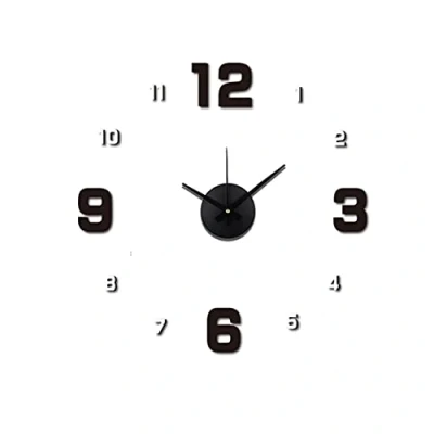 Image of MPM Quality DIY Black and White Wall Clock 3D Clock, Modern Design EVA Material Clocks, Decoration for Living Room, Children&#039;s Room (Black, White) 600 mm