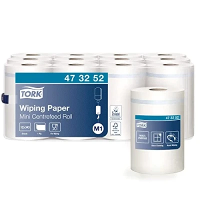 Image of Tork 473252 Wiping Paper Advanced / Strong Absorbent Roll Compatible with M1 Mini Centrefeed System (After Core Removal), 1 x 12 Rolls (12 120 m)