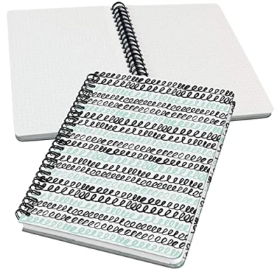 Image of SIGEL JN622 Jolie Spiral notebook, Curly Mint, dotted (dot grid), 100 gsm, 16,2 x 21,5 cm, hardcover, 120 pages, mint Green, Black, White