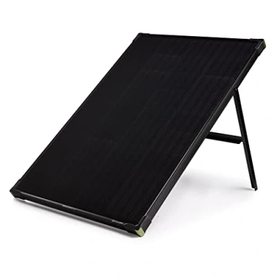 Image of Goal Zero Boulder 100 Solar Panel W Total Integrated Kick Stand Added Corner Protection, Output 8 mm Port Male: 14 22 V, Up to 7 A (100 Max) Cell Type: Monocrystalline Weight 9.1 kg