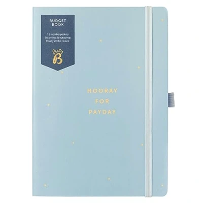 Image of Busy B Budget Book Cloud Blue Monthly Planner with Handy Receipt Storage Pockets and Pen Loop