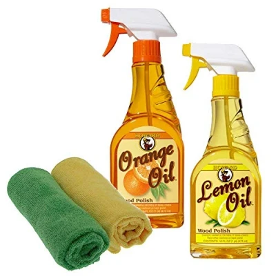 Image of Howard Lemon Oil x 1 Orange Citrus Furniture Polish Cleaner &amp; 2 Microfibre Cloths