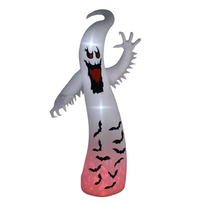 Image of Outsunny 11.8FT Tall Halloween Inflatable Spooky Ghost, Blow Up Outdoor Decoration with Build in LEDs and Rotating Light for Garden, Lawn, Party