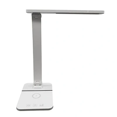 Image of Nicoman Foldable LED Desk Lamp with Wireless Charger, USB Charging Port 3 Light Mode, Touch Control, Eye Caring Table Lamps for Reading, Studying, Writing (White)
