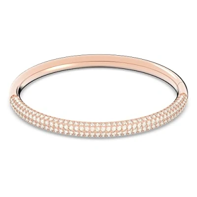 Image of Swarovski womens Stone bangle, White, Rose gold tone plated, Bracelet, Crystals,Rose PVD / Medium