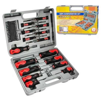 Image of 42PC Screwdriver BIT Set in CASE Tool KIT TORX Phillips Precision Slotted Garage