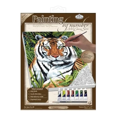 Image of Royal &amp; Langnickel Painting by Numbers Artist Canvas Series Tiger in Hiding Small Designed Set