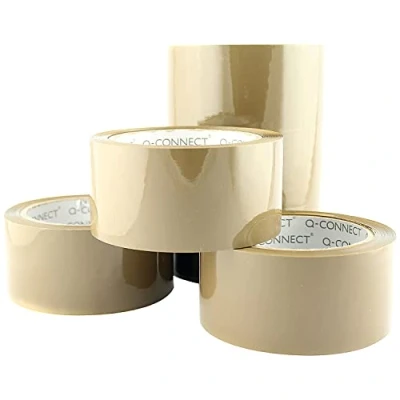 Image of Q Connect Low Noise Polypropylene Packaging Tape 50mmx66m Brown (Pack of 6)