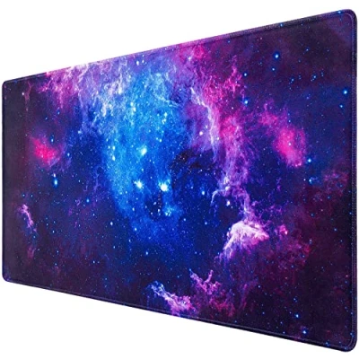 Image of Gaming Mouse Pad, Abetcabe Extended Pad XXL 800 x 400 mm,Computer Keyboard Mat Desk with Non Slip Rubber Base and Stitched Edge for Home Office Work (Blue Galaxy, XXL)