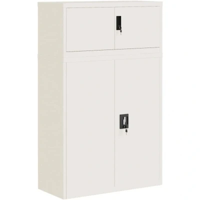 Image of vidaXL File Cabinet White 90x40x145 cm Steel