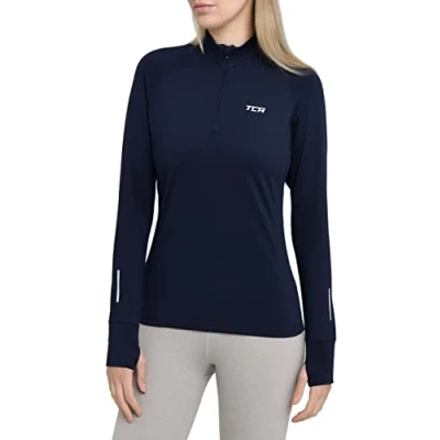 Image of TCA Women&#039;s Winter Run Half Zip Long Sleeve Running Reflective Training Workout Outdoor Athletic Top Night Sky, XS