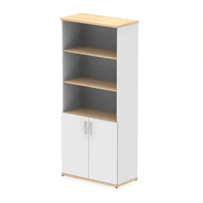 Image of Impulse 2000mm Open Shelves Cupboard Maple and White with Doors