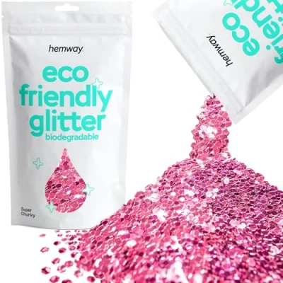 Image of Biodegradable Glitter Rose Pink Eco Friendly Plant Based Bio Super Chunky for Face Body Hair Craft Resin Festival Makeup Eyeshadow 100g / 3.5oz