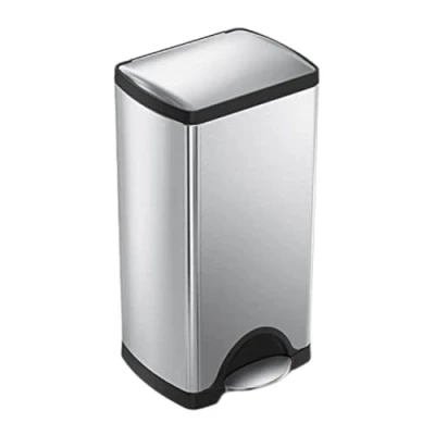 Image of simplehuman 30L Rectangular Kitchen Pedal Bin, Strong Steel Pedal, Silent Soft Close Lid, Stay Open Non Skid Base, Fingerprint Proof, Inner Bucket, Brushed Stainless