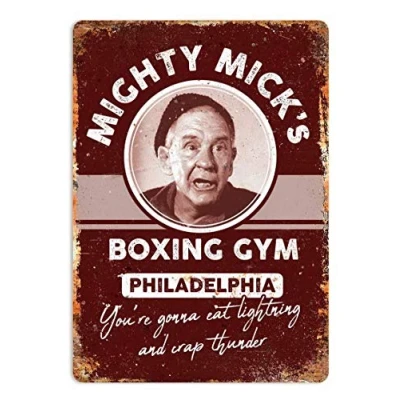 Image of Lotusworld Metal Sign Mighty Mick&#039;s Boxing Gym Maroon Printed Wall Plaque 8x12 inches