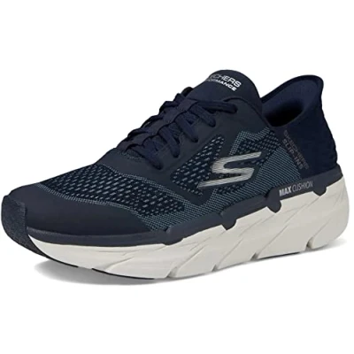 Image of Skechers Men&#039;s Max Cushioning Slip ins Athletic Workout Running Walking Shoes with Memory Foam Sneaker, Navy, 9 UK