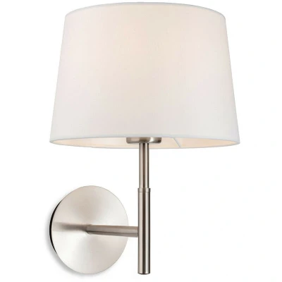 Image of Seymour Classic Switched Wall Lamp Brushed Steel with Cream Shade