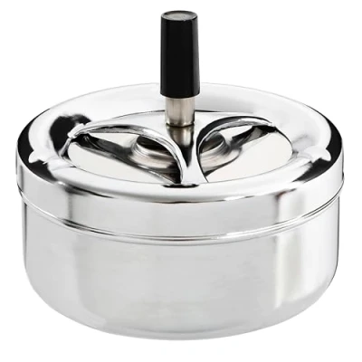 Image of Premier Housewares 305202 Ash Tray Large Silver Outdoor Ashtray Chrome with Lid For Cigarettes Fancy Garden Ashtrays Cigarettes,Large