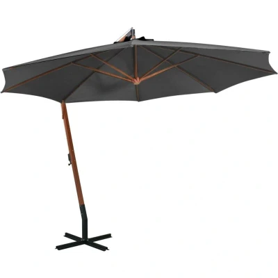 Image of vidaXL Hanging Garden Parasol with Pole Anthracite 3.5x2.9 m Solid Fir Wood