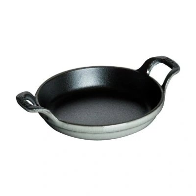 Image of Staub Cast Iron 6 inch Round Gratin Baking Dish Graphite Grey, Made in France