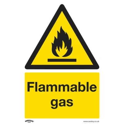 Image of Worksafe Warning Safety Sign Flammable Gas Self Adhesive Vinyl