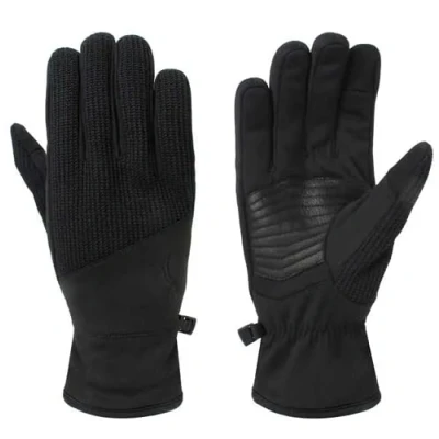 Image of Spyder Core Conduct Gloves, Black, Size Small, Touchscreen Compatible, Leather Palm Patch, 360 Degree Stretch, Sweater Knit Bonded, S