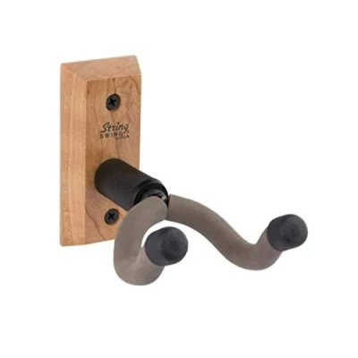 Image of String Swing Guitar Hanger Holder for Electric Acoustic and Bass Guitars Stand Accessories Home or Studio Wall Musical Instruments Safe without Hard Cases Cherry Hardwood CC01K C
