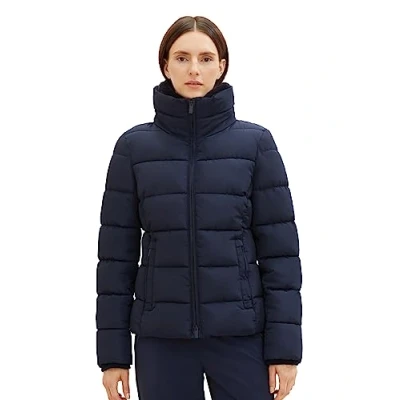 Image of TOM TAILOR Women&#039;s 1037564 Quilted Jacket with Stand up Collar, 10668 sky Captain Blue, XL