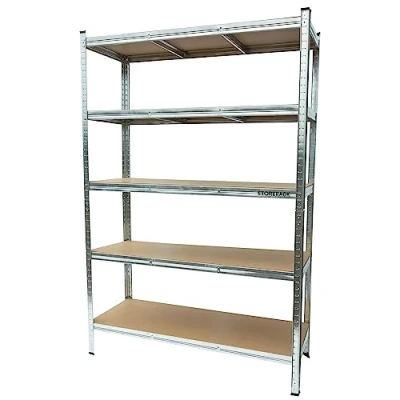 Image of StoreRack Garage Storage Shelves, Racking and Shelving, Heavy Duty Shelving Unit, Shed Racking, Metal 5 Tier Wide, Deep, 180 x 120 45 Galvanised Silver