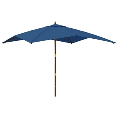 Image of vidaXL Garden Parasol with Wooden Pole Azure Blue 300x300x273 cm
