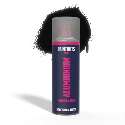Image of PaintNuts Aluminium Window &amp; Door Paint RAL 9005 JET BLACK Satin 400ml Spray Can