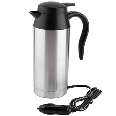 Image of Electric Car Kettle, 750ml Stainless Steel 12V Cigarette Lighter Thermo Mug Water Cup for Coffee Drinks Heating