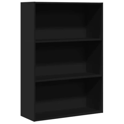 Image of vidaXL Book Cabinet Bookcase Black Wood 5 Compartments Engineered 80 x 30 189 cm Sleek Design Living Area Office Bedroom &gt;
