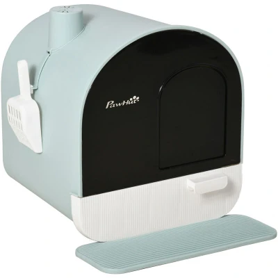 Image of PawHut Hooded Cat Litter Tray Kitten Toilet w/Scoop, Filter, Flap Door 43 X 44 47cmD31 050