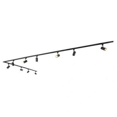 Image of Qazqa Modern 1 Phase Rail System with 10 Spots Black Jeana Suitable for LED GU10 Way Light Aluminium Surface Mounted spotway Bedroom I