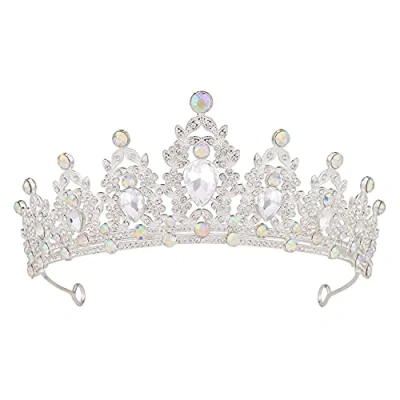 Image of Crowns for Women, Vofler Silver Tiaras w/Crystal Royal Queen Flower Headband Princess Ladies Girls Bridal Bride Birthday Wedding Pageant Prom Quinceanera Homecoming Halloween Costume Party