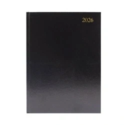 Image of 5 Star Desk Diary 2 Day Per Page A4 Black 2026 KFA42BK26