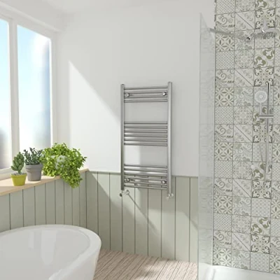 Image of NRG Chrome Straight Central Heating Towel Rail Bathroom Heated Rad Radiators Ladder Warmer 1000x500mm