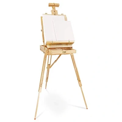 Image of Artina Easel Stand with Tripod Legs Madrid Painting for Artists Pinewood Art Canvas Holder Foldable &amp; Lightweight Storage Box Wooden