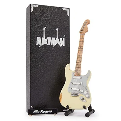 Image of Nile Rodgers Miniature Guitar Replica Music Gifts Handmade Ornamental 1/4 Scale Includes a Display Box, Name Tag and Stand