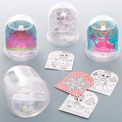 Image of Baker Ross AT168 Colouring Snow Globe, Pack of 4, Arts and Crafts for Kids, Assorted