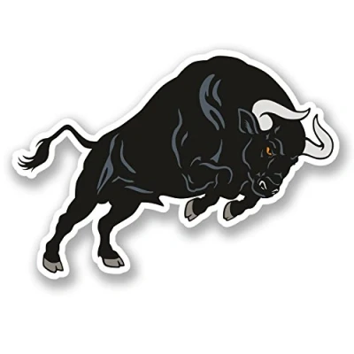 Image of 2 x 10cm Black Spanish Bull Vinyl Decal Sticker Laptop Tablet Bike Car Fun #5533 (10cm Wide 7cm Tall)