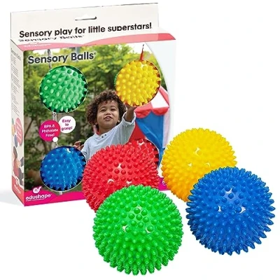 Image of Edushape 10cm Sensory Balls Pack of 4 (Colours Vary)