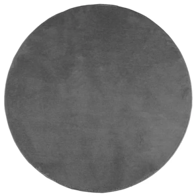 Image of vidaXL OVIEDO Short Pile Round Rug Anthracite Polyester Area Rug, 160 cm Diameter, Soft Teddy Texture, Easy Clean, Suitable for Floor Heating