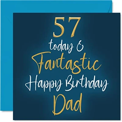 Image of Fantastic 57th Birthday Cards for Dad 57 Today &amp; Happy Card from Son Daughter, Father Gifts, 145mm x Greeting Gift Daddy Papa