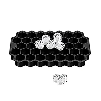 Image of Nicoman Easy Release Silicone ICE Cube Mould with Spill Resistant Lids, Hexagon Cube, Suitable for Whiskey Cocktail Wine or Any Drink, (2 Packs) Black