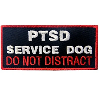 Image of Service Dog Patch Vests/Harnesses PTSD Do Not Distract Applique Embroidered Fastener Hook &amp; Loop Emblem